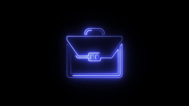 Neon glowing briefcase icon a symbol of business work and professionalism in a modern digital aesthetic