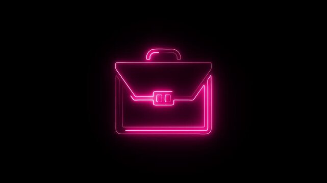 Neon glowing briefcase icon a symbol of business finance and professionalism in a modern aesthetic