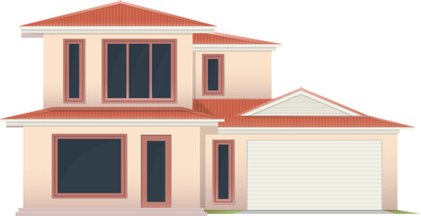 Obraz premium Two story family house stock illustration