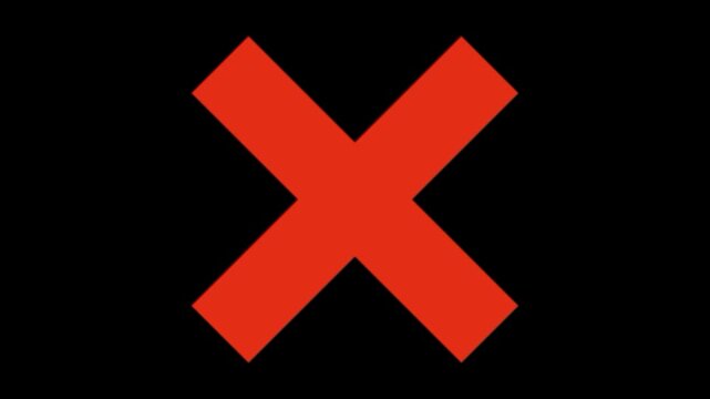 Red Cross Mark Animation on Alpha Channel Background 4K Video