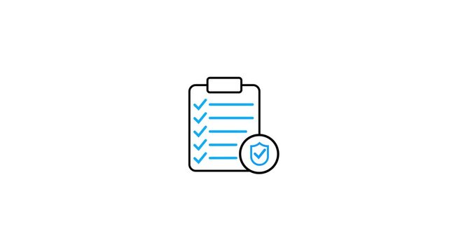 Checklist icon animation with clipboard checklist and check symbols. Checklist icon for task list, approval list and document checklist. Workflow status, progress tracking and completion.