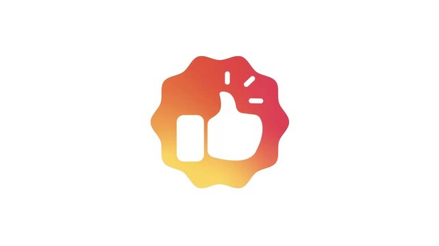 A video showcasing a thumbs up icon in a colorful gradient circle on a white background