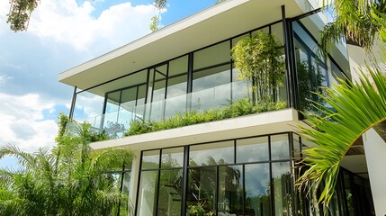 Obraz premium Premium Glass House Sustainable Living Space High Resolution Picture