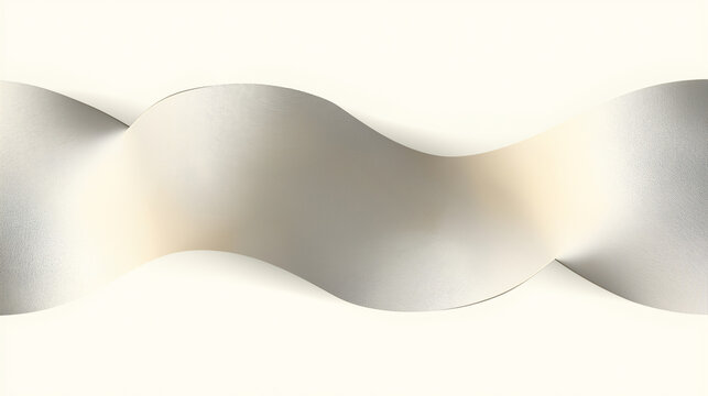 滑らかな曲線が美しいシルバーとアイボリーのソフト抽象波形背景素材