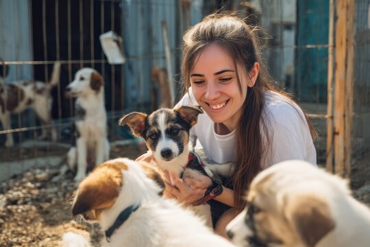 Animal Shelter Support by Woman Volunteer