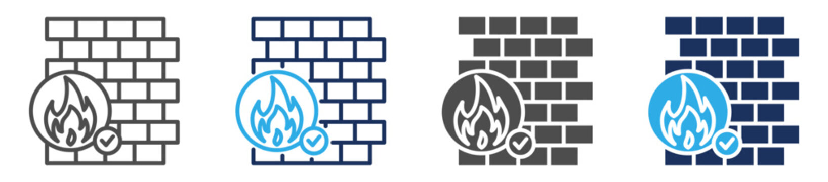 fire wall icon set multi concept