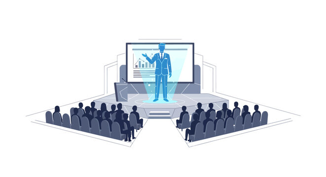 Businessman giving presentation to audience in meeting