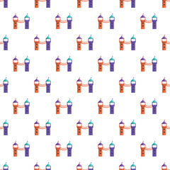 Naklejka premium Repeating illustration of abstract small castles with bridges and flags