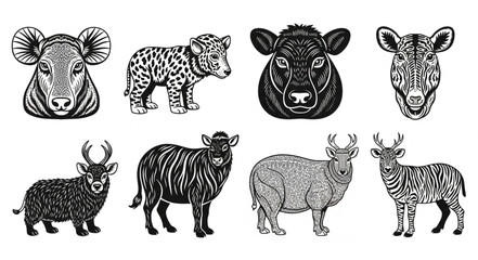 wild animals vector illustration © bakul
