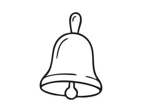 Simple bell outline signals urgent notification and attention, crisp monochrome line art ideal for interface, mobile app badge, or signage evokes punctuality, service, and short audible chime