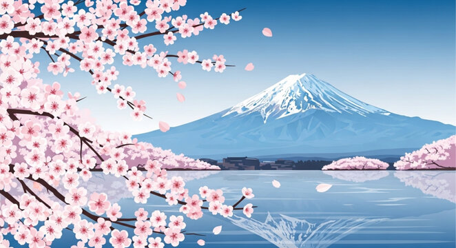 fuji and cherry blossom