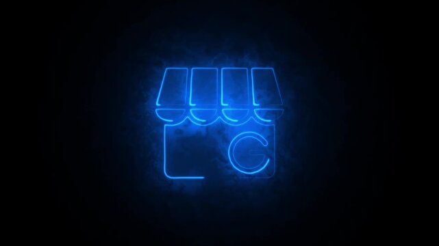 Neon glowing arcade game machine illustration with blue light effects and a retro gaming aesthetic