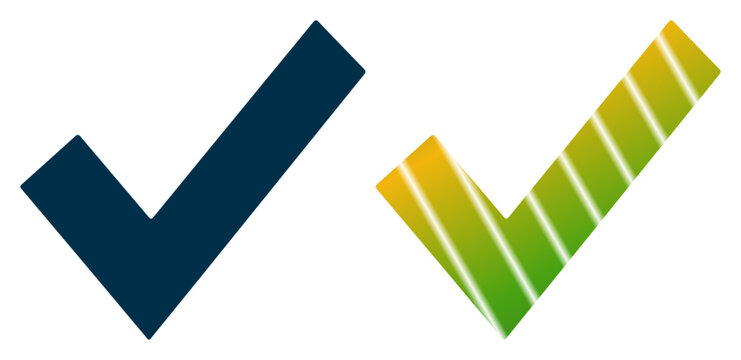 Two checkmarks, one solid and one with colorful stripes, symbolizing choice and approval.