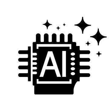 進化と高性能を象徴するAIチップアイコン（黒）