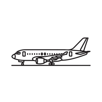 Vector illustration of a commercial passenger airplane and jet aircraft for travel and aviation business isolated on a white backgroundVector illustration of a commercial passenger airpl