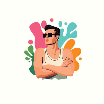 Stylish Young Man with Sunglasses Modern Character Illustration