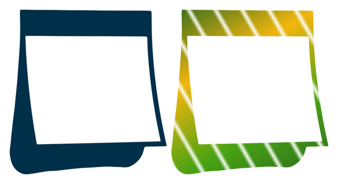 Two blank sticky notes with different colored borders, ready for messages.