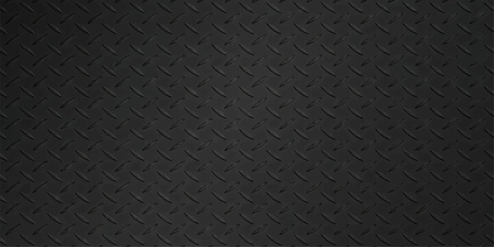 Seamless black leather texture background with a dark industrial metal mesh pattern and carbon fiber material design