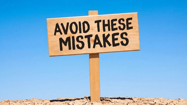 warning sign concept for avoid common mistakes in business personal finance decision making and life choices to prevent failure and errors