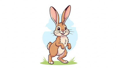 Cute Easter Bunny Jackrabbit Pose – Fluffy Wild Hare Vector Cartoon Design © Jasim