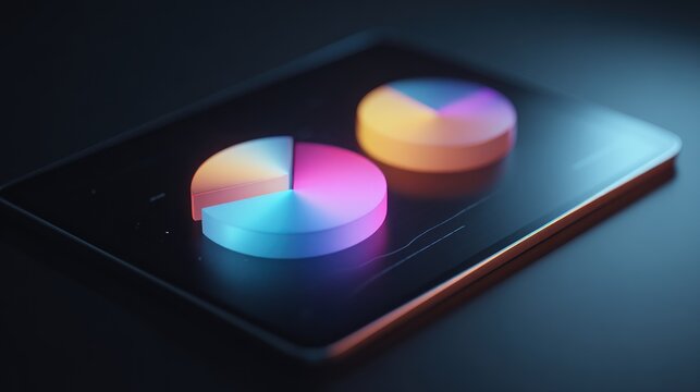 Data visualization pie charts on tablet