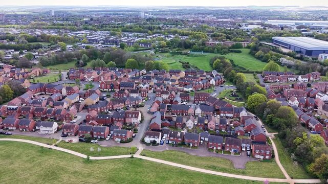 Aerial View of Residential Neighborhood in Basingstoke Hampshire UK Suburban Housing Estate