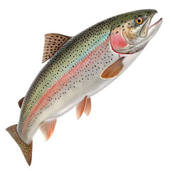 Obraz premium A colorful rainbow trout fish on transparent background swimming in water