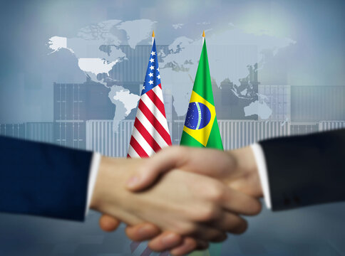 Brazil,America trade relation.USA and Brazil economic relations concept background