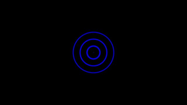 Blue spiral radio wave station signal animation on black background. Radio Waves in Circle Form, Radio wave signal and sound wave signal, radar animated. Technology radio waves signal icon animation.