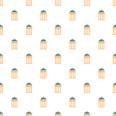 Obraz premium Rotunda buildings with columns and blue domed roofs creating a seamless pattern