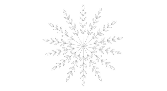 Elegant Snowflake Motif with Floral Accents, Delicate Winter Design, Isolated on White Background