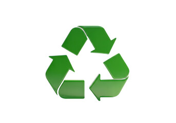 Obraz premium 3d render of a green recycling symbol isolated on transparent background