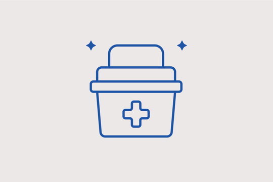 First aid kit line icon for emergency response and medical relief training. Vital Vector Illustration for safety equipment guides and disaster preparedness apps.