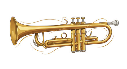 Obraz premium Golden trumpet vector illustration in flat design style on white background.