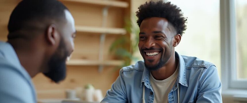 Male black patient talking on conference video call to female African doctor virtual therapist consulting young man during online appointment on laptop at home telemedicine chat telehealth meeting con