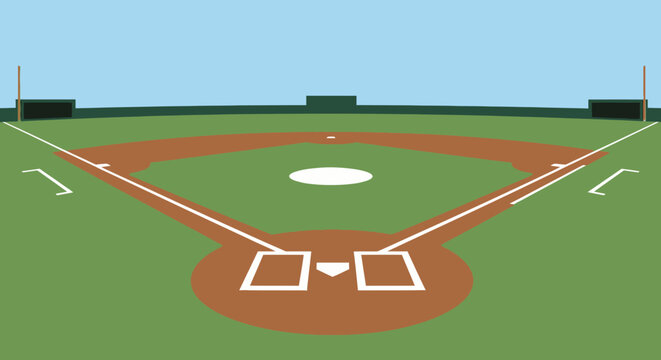 Baseball field layout with markings.