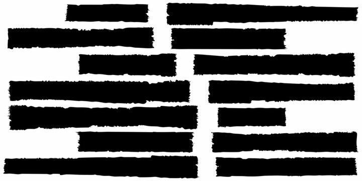 Abstract arrangement of black rectangular shapes against a white background