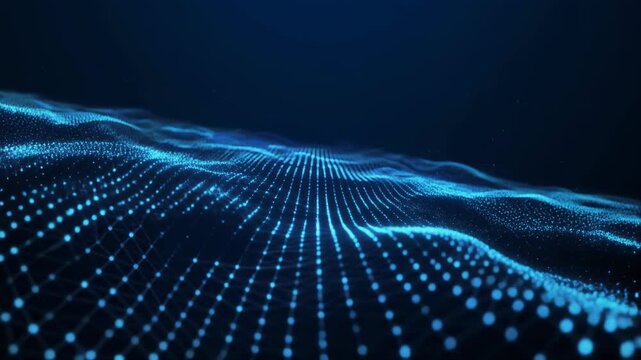 Futuristic Digital Particle Wave Abstract Technology Background.