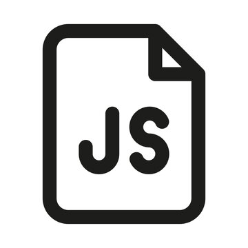 JavaScript file icon. Modern JS file clean isolated line icon for web development, ideal for scripting, frontend programming and dynamic website functionality systems.