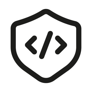 Secure code icon. Modern secure coding clean isolated line icon for cybersecurity systems, ideal for encrypted software, data protection and safe programming environments.