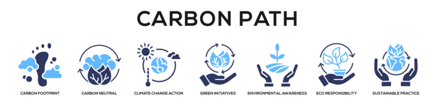 Glyphcolor - Carbon Path web banner icon vector illustration concept