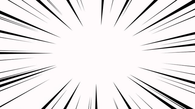 Anime Comic Speed Line Zoom Burst, cartoons zoom speed line with white background. Dynamic comic speed line animation concept for action scenes, manga-style videos, cartoon effects