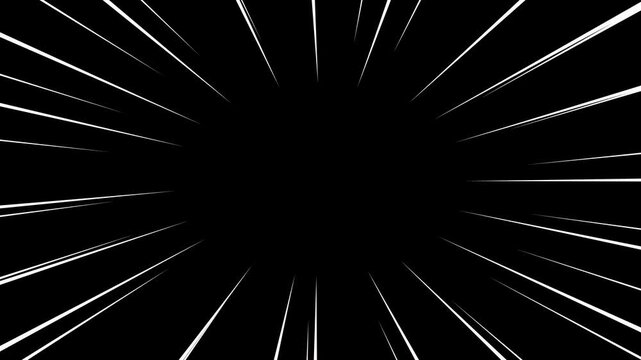 Anime Comic Speed Line Zoom Burst, cartoons zoom speed line with black background. Dynamic comic speed line animation concept for action scenes, manga-style videos, cartoon effects