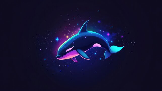 Colorful Orca in a Cosmic Background.  Use Stock photo