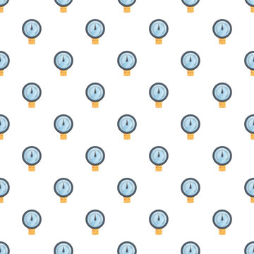 Repeating manometers measuring pressure on a white background creating a seamless pattern