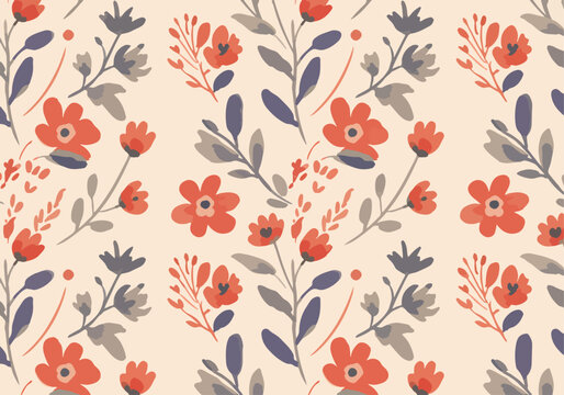 Pastel watercolor flowers forming a whimsical and soothing botanical pattern