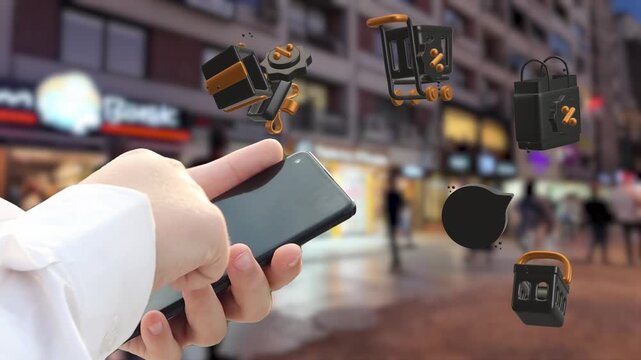 Omni channel technology of online retail business method. Multichannel marketing on social media network platform offer service of internet payment channel, online retail shopping and omni digital app