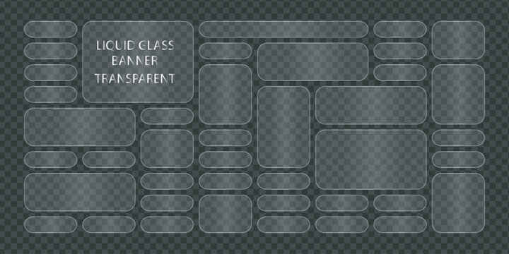 Liquid glass banner transparent template with various rectangle shapes