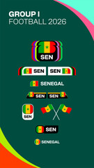 Senegal National Football Flag Identity Set for 2026 Tournament Group Stage Announcements and Match Promotions Football 2026 flag vector set © lunarts_studio