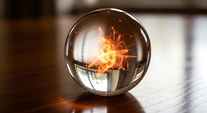 Glass sphere with fire inside.